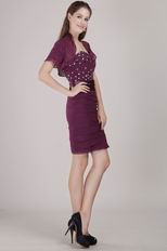 Dark Purple Sweetheart Short Prom Dress With Jacket Accessory